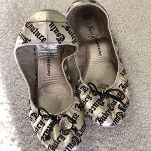 Juicy Couture Gold and Black Ballet Flats